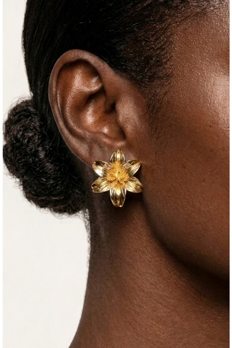 Lily Statement Earrings, Alternate, color, GOLD