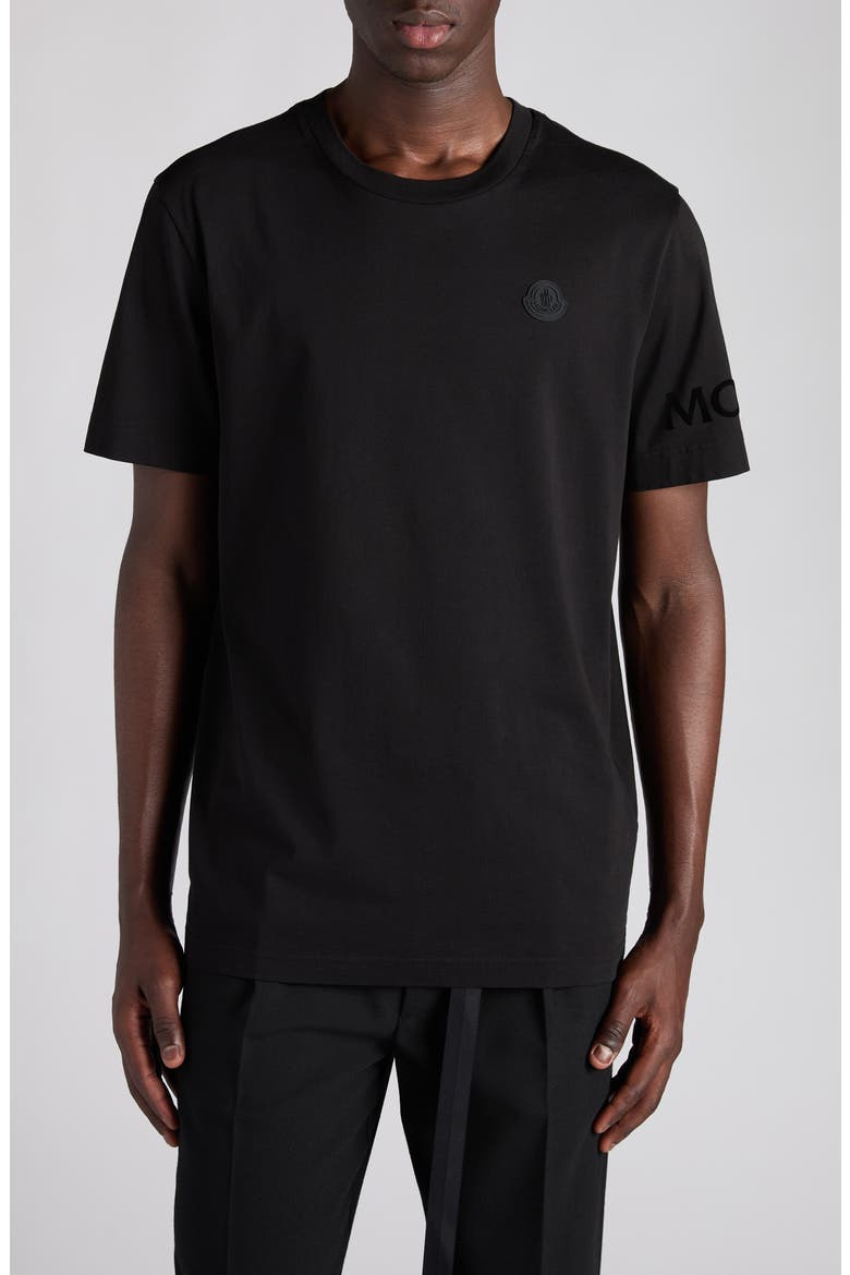 Logo Patch Cotton T-Shirt, Main, color, BLACK