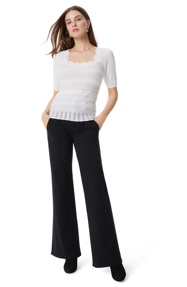 Sam Edelman Averie Open Stitch Short Sleeve Sweater, Alternate, color, Gardenia