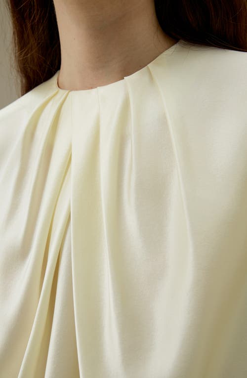 Lilysilk Silk Ruched-neck Top In Lily White