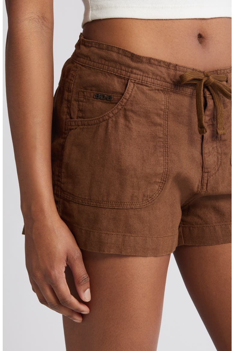 Linen Drawstring Shorts, Alternate, color, CHOCOLATE