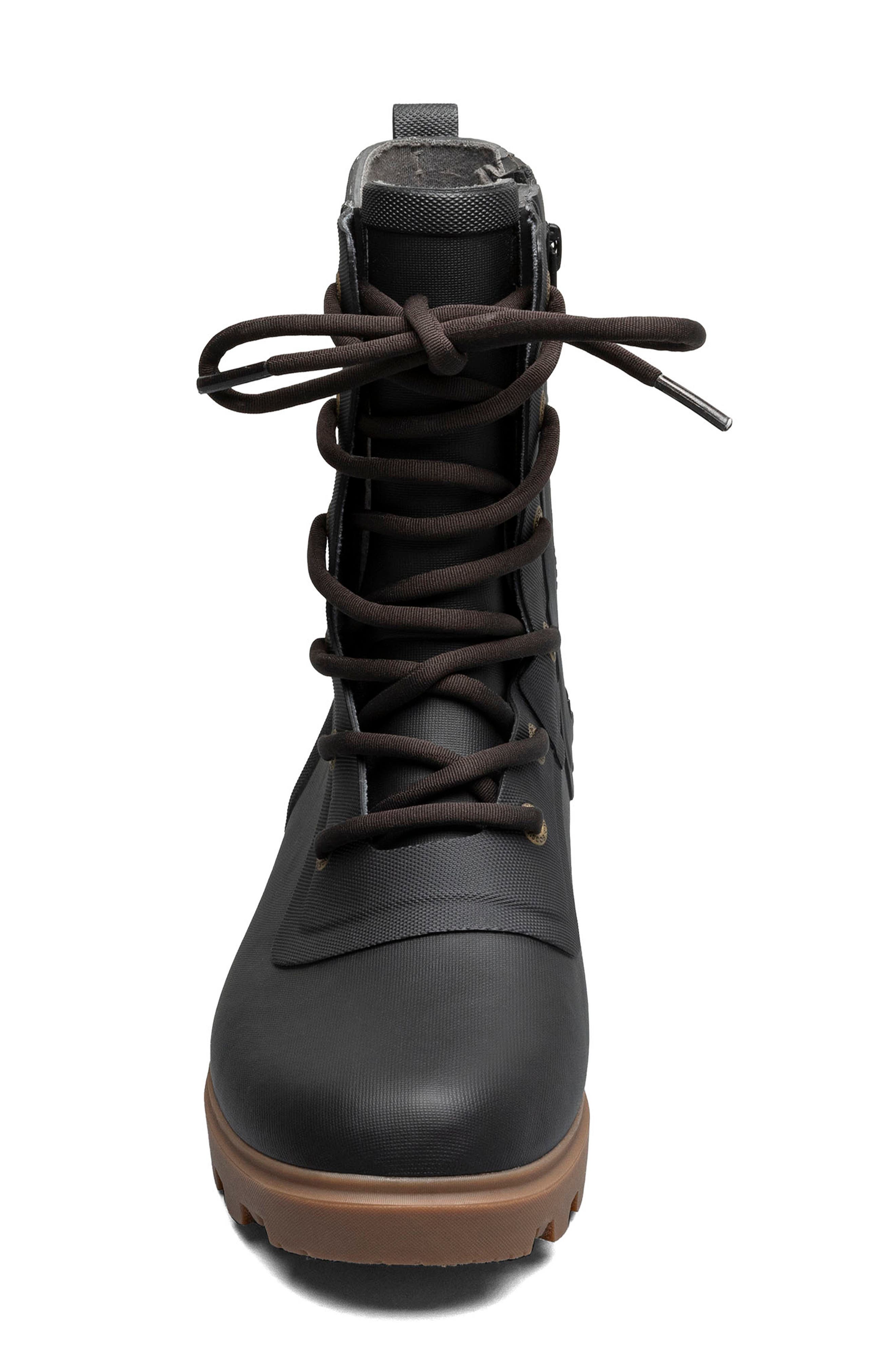 Bogs Holly Lace-Up Waterproof Rain Boot, Alternate, color, Black