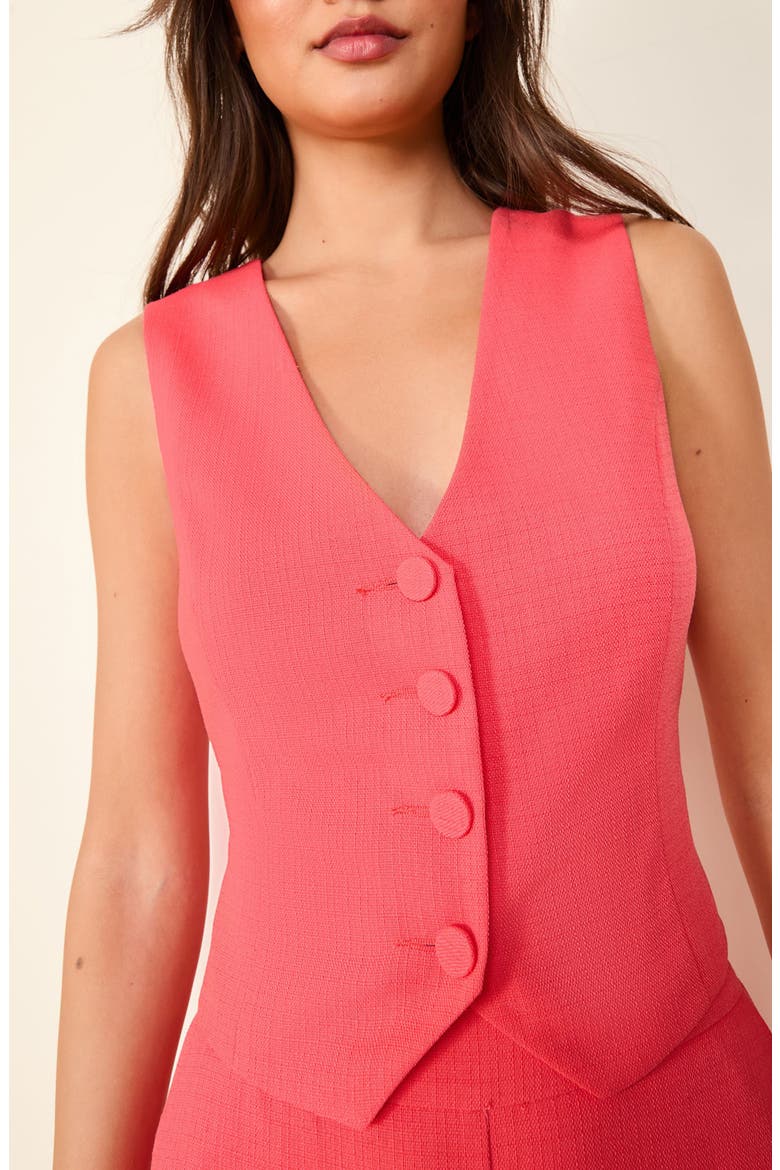 Cross Hatch Button-Up Vest, Alternate, color, PINK