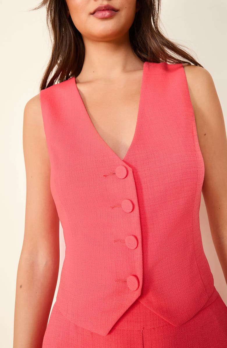 Friends Like These Cross Hatch Button-Up Vest, Alternate, color, Pink