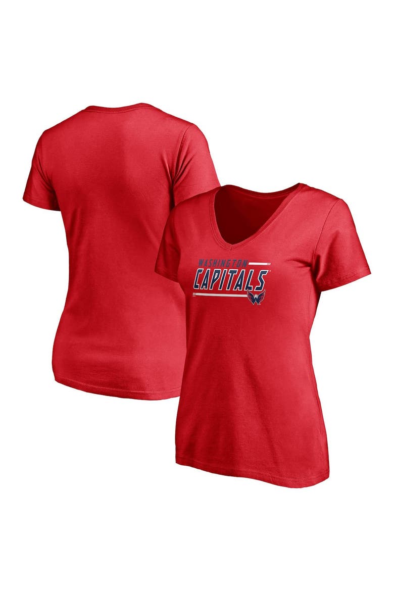 Women's Fanatics Branded Red Washington Capitals Plus Size Mascot In Bounds V-Neck T-Shirt, Main, color, Red