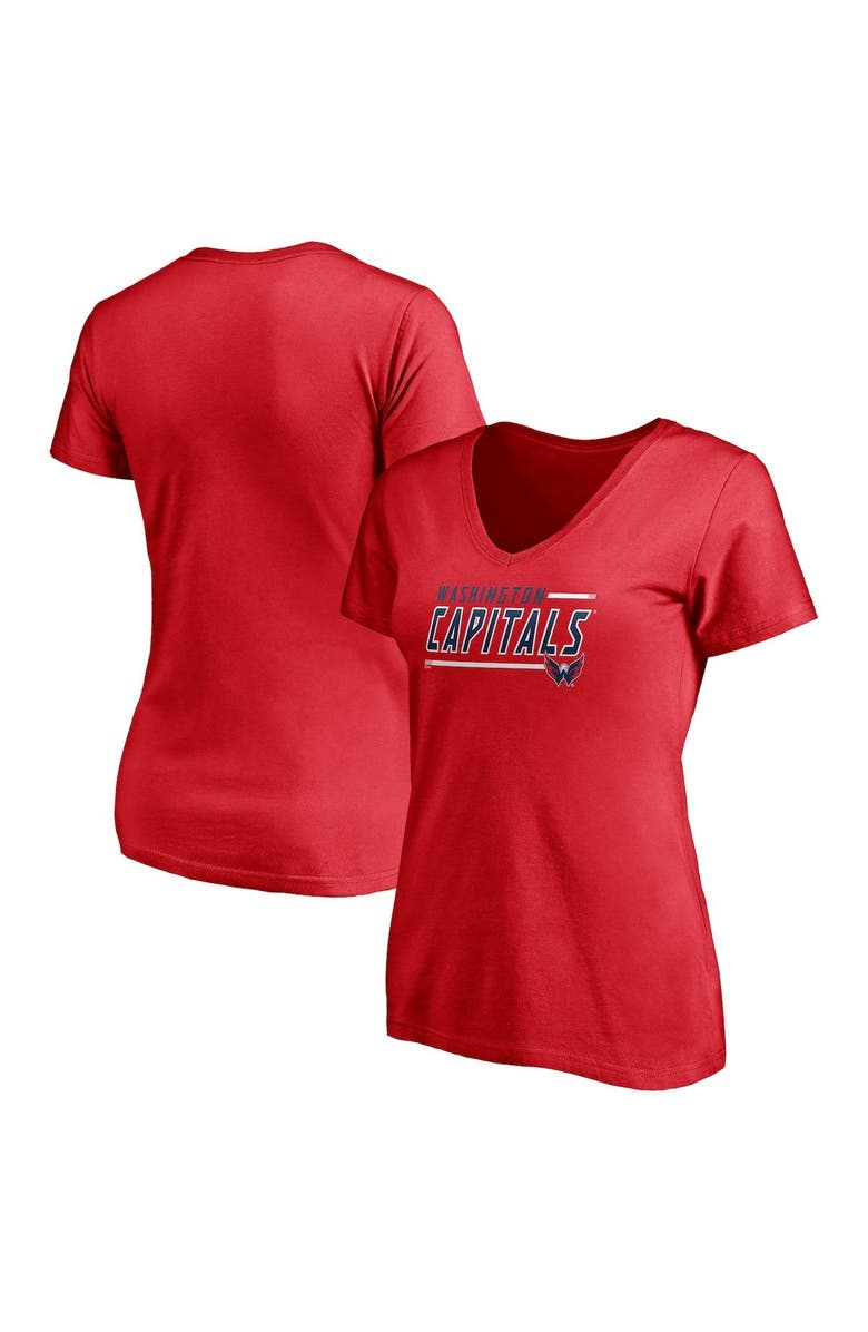 FANATICS Women's Fanatics Branded Red Washington Capitals Plus Size Mascot In Bounds V-Neck T-Shirt, Main, color, 