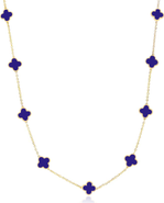 The Lovery Fine Jewelry Mini Lapis Clover Necklace