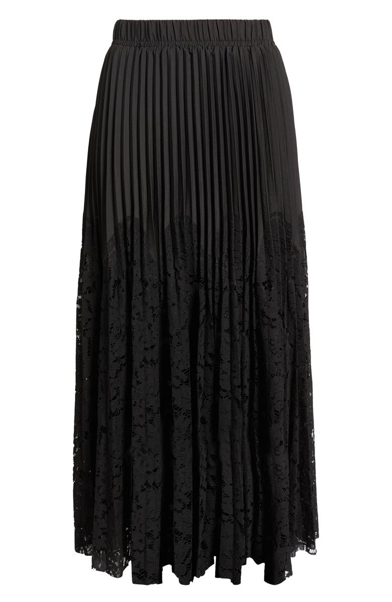 NIKKI LUND Madaleine Pleated Lace Skirt, Alternate, color, Black