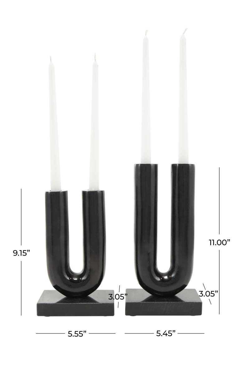 Set of 2 Aluminum Metal Candleholders, Alternate, color, BLACK