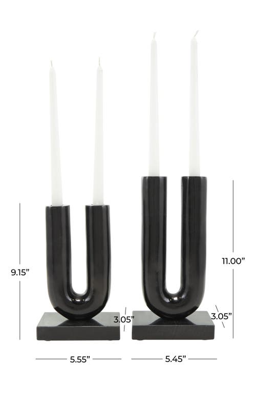 Vivian Lune Home Set Of 2 Aluminum Metal Candleholders In Black