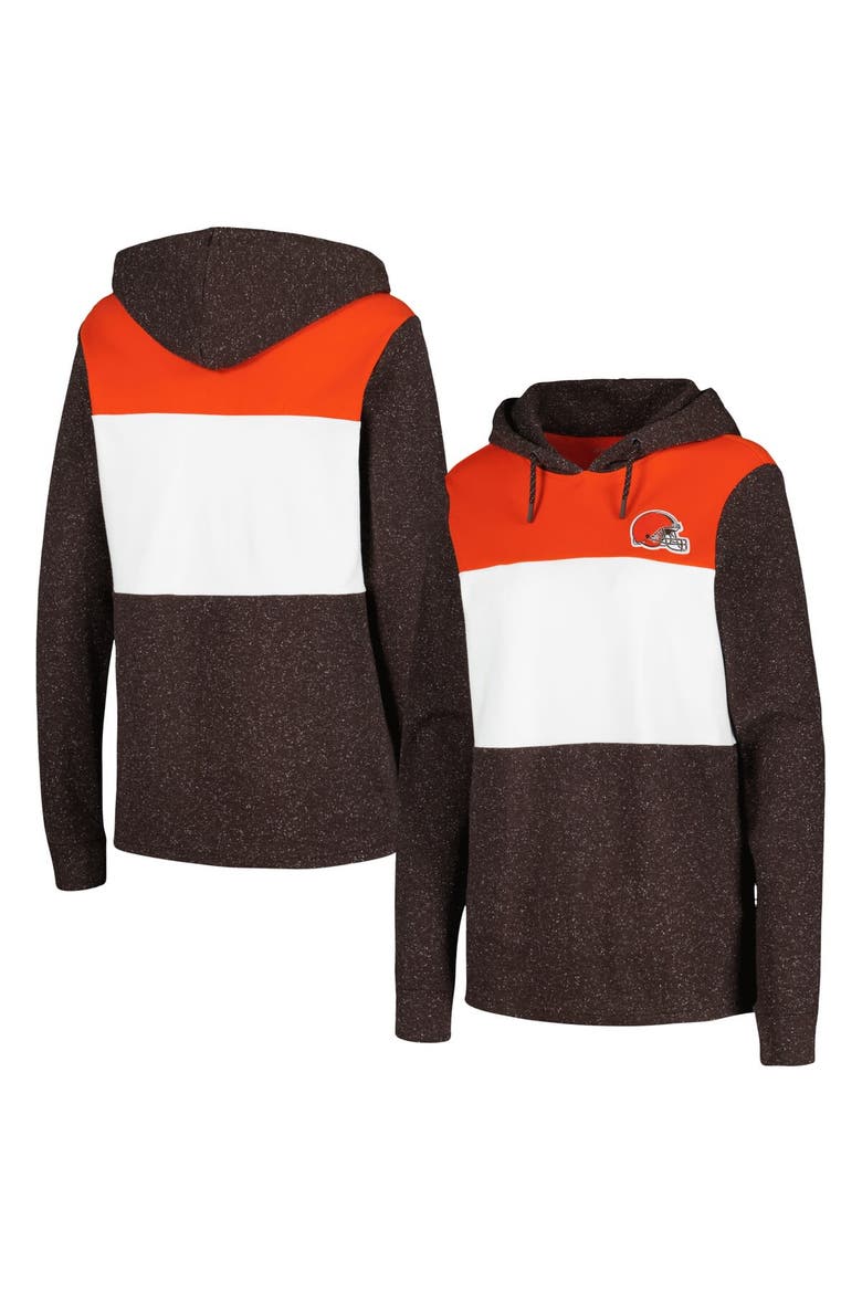 Women's Antigua Brown Cleveland Browns Wicket Pullover Hoodie, Main, color, Brown