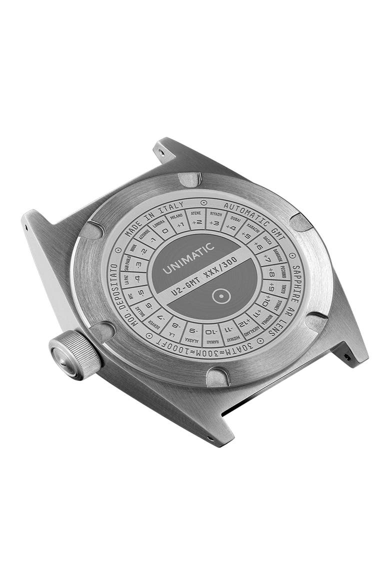 Modello Due U2-GMT Rubber Strap Field Watch, 41.5mm, Alternate, color, BLACK
