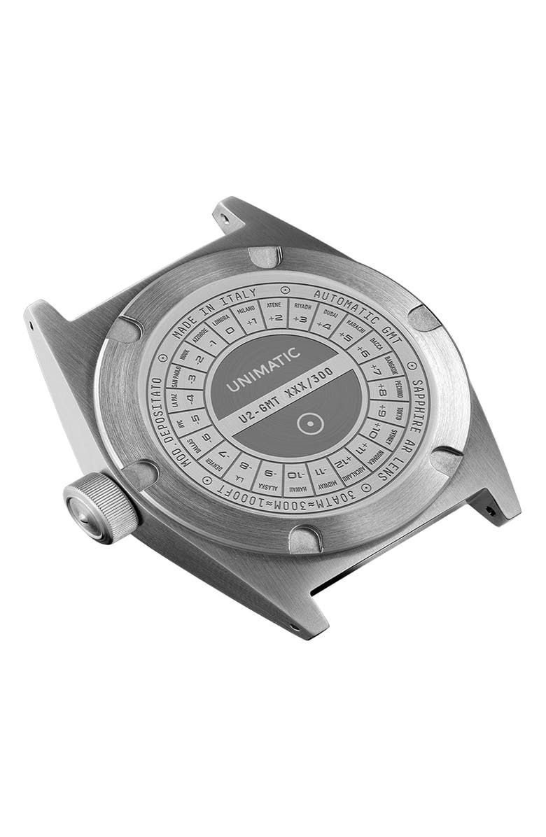 UNIMATIC Modello Due U2-GMT Rubber Strap Field Watch, 41.5mm, Alternate, color, Black