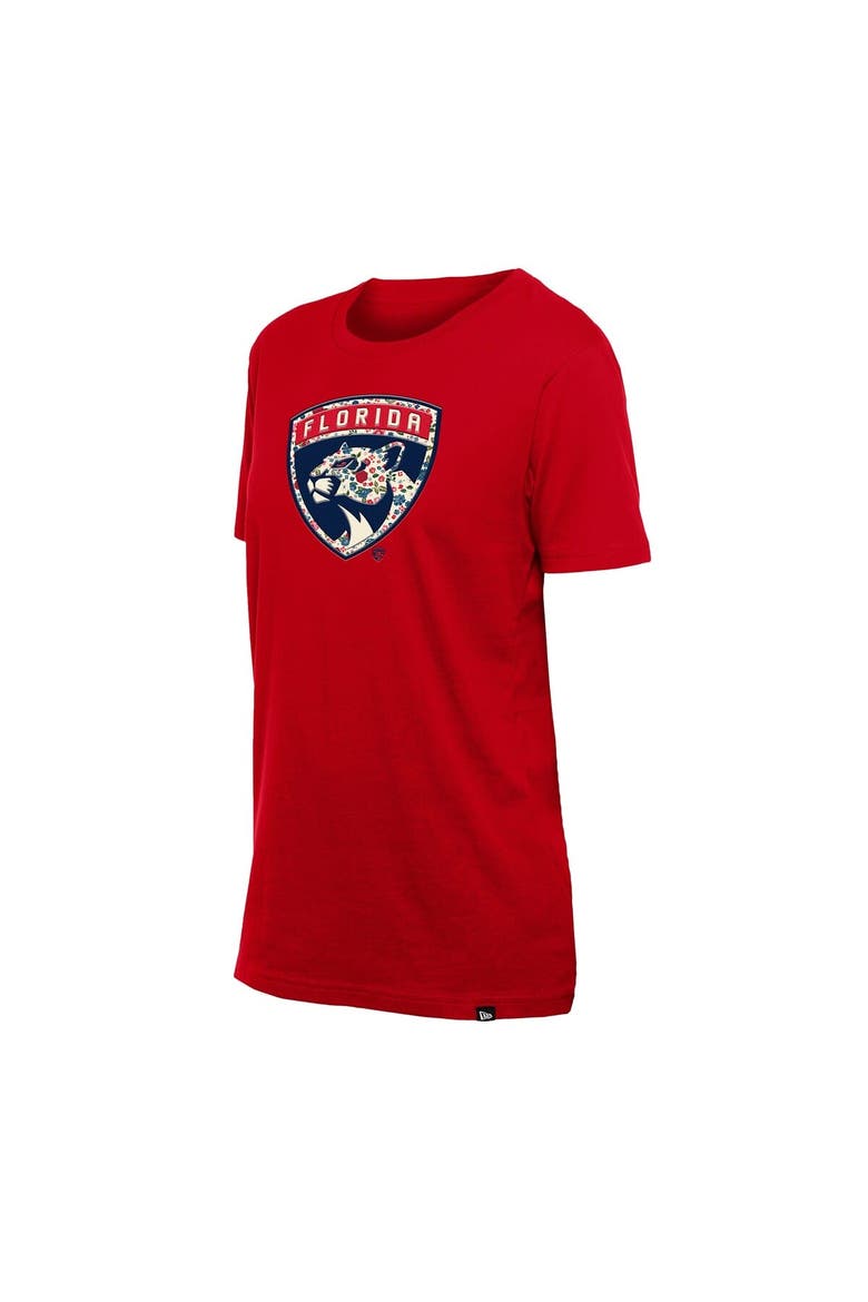 Women's New Era  Red Florida Panthers Glam Game Floral T-Shirt, Alternate, color, Red
