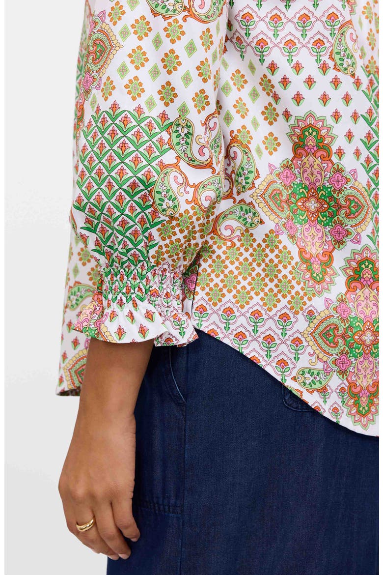Olivia Patchwork Print Button-Up Shirt, Alternate, color, GREEN MULTI