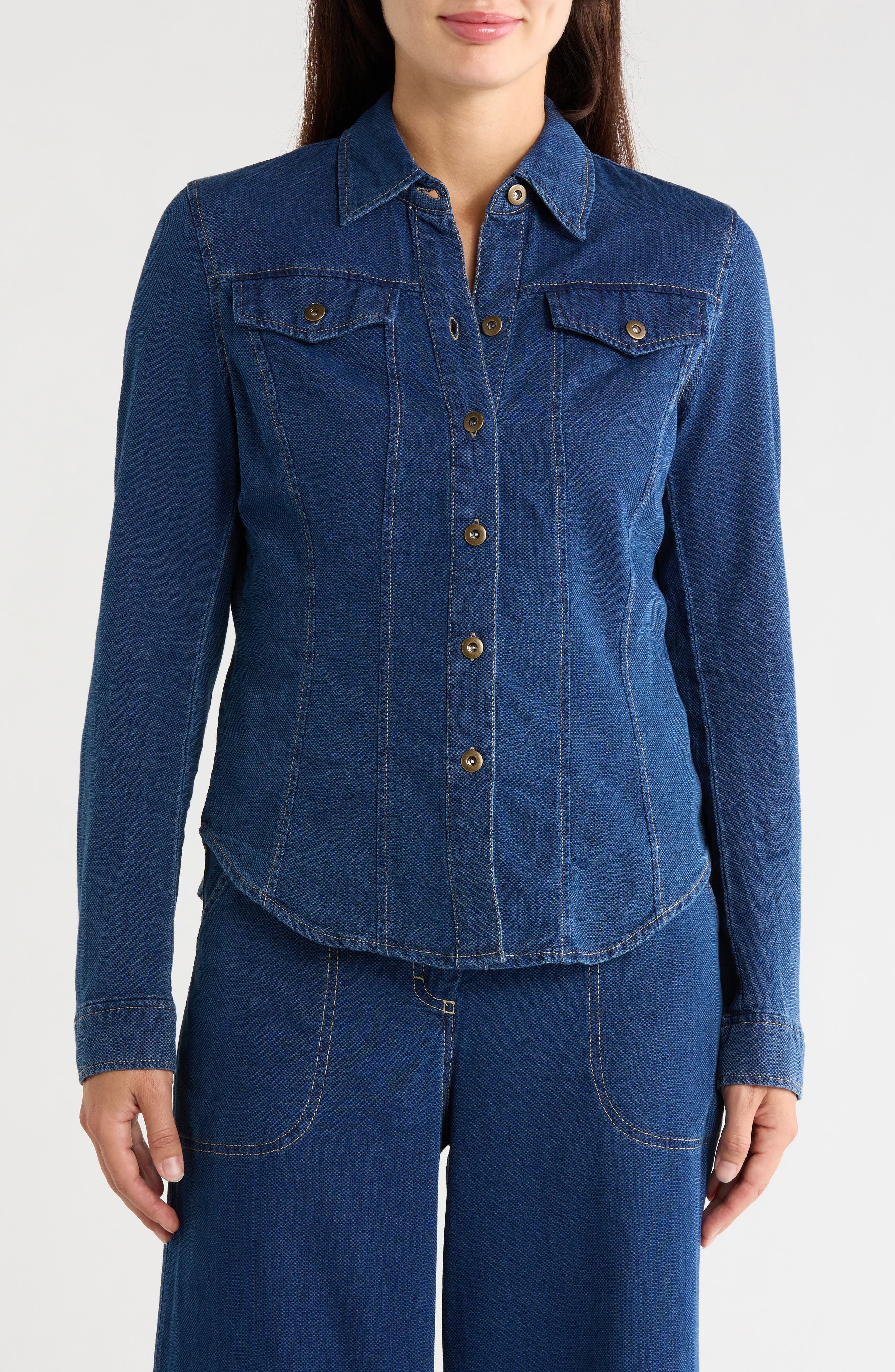 Cotton Piqué Button-Up Shirt