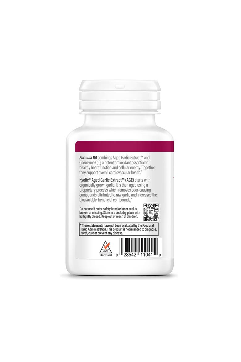 Aged Garlic Extract Formula 110, CoQ10 Cardiovascular, 100 Capsules, Alternate, color, None