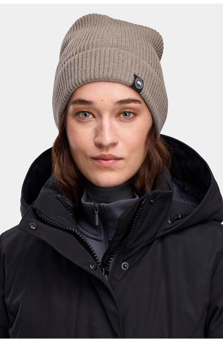 Canada Goose Cotton Rib Beanie, Alternate, color, Limestone