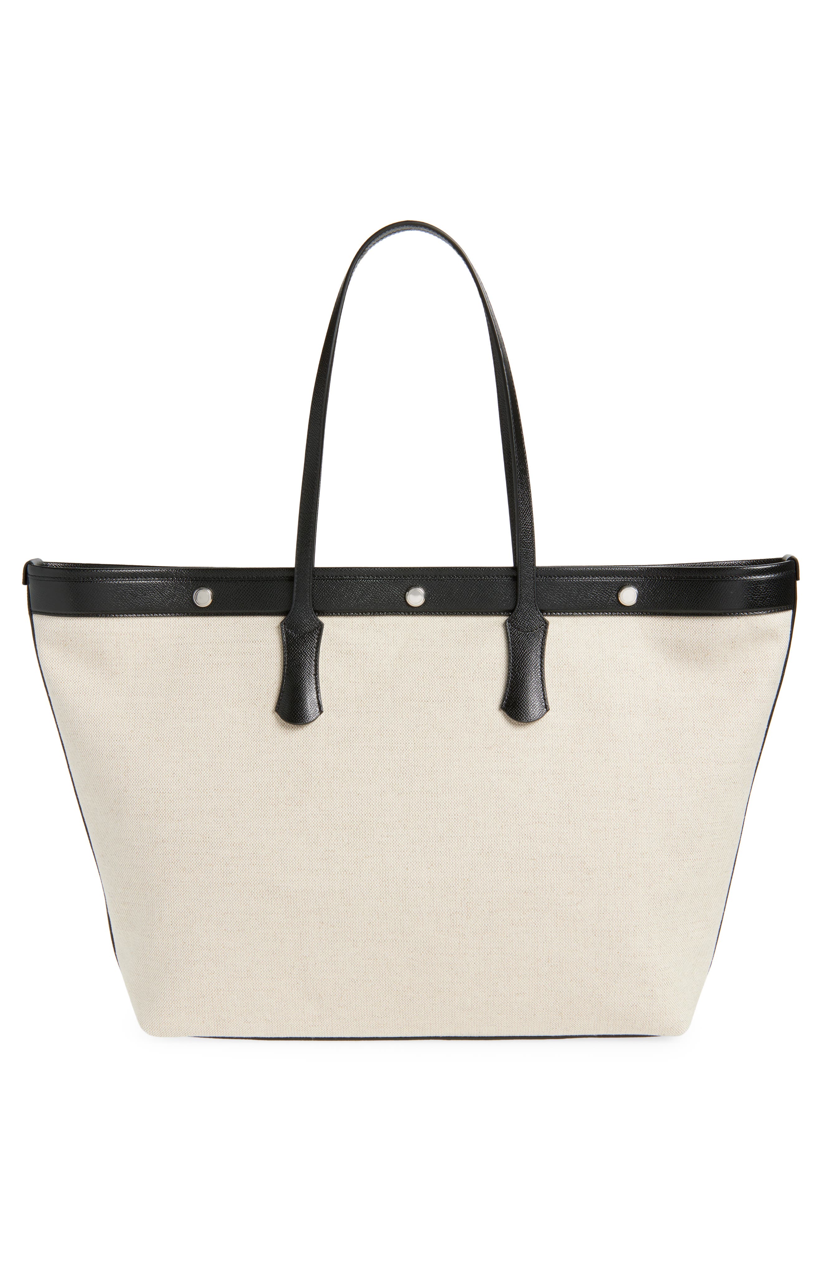 Dolce&Gabbana Atene Canvas Tote, Alternate, color, 8S469 Avorio/ Nero