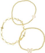 EYE CANDY LOS ANGELES Calista Set of 3 Beaded Pavé Butterfly & Clover Bracelets