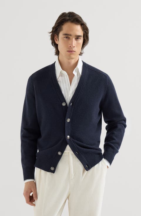 Cashmere cardigan with metal buttons