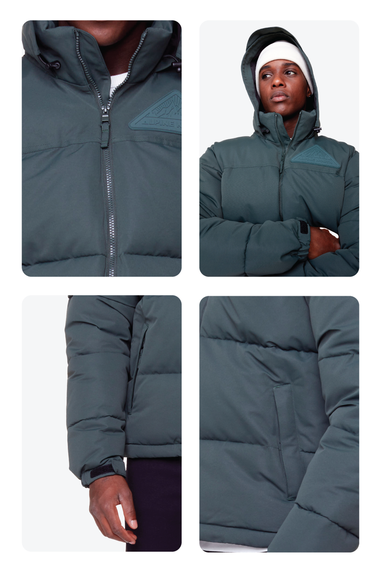 TUKTUT - Vegan Down Short Puffer Winter Jacket, Alternate, color, GREEN