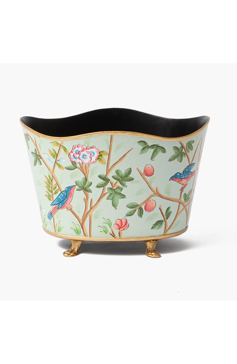Mrs. Alice Green Chinoiserie Tole Planter, Main, color, Green