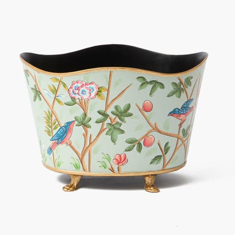 Green Chinoiserie Tole Planter