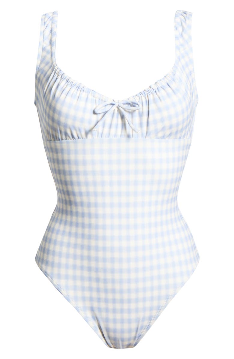 Reformation Bahia Gingham One-Piece Swimsuit, Main, color, Crystal Check