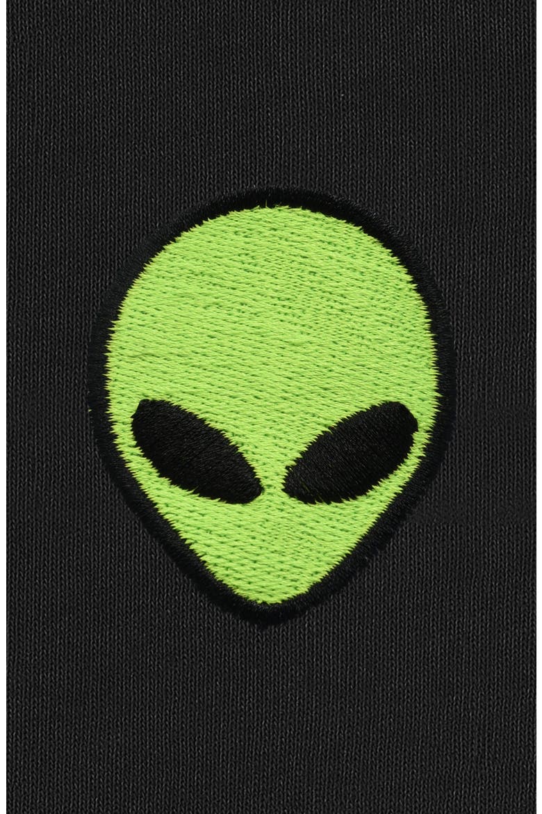 Alien Fleece Zip Hoodie, Alternate, color, Black
