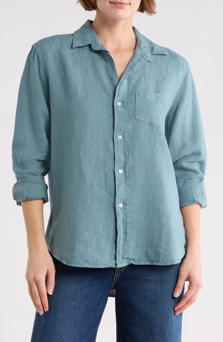 Frank & Eileen Relaxed Fit Linen Button-Up Shirt, Main, color, Eucalyptus
