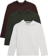 XRAY Kids' 3-Pack Hooded Long Sleeve Cotton T-Shirts