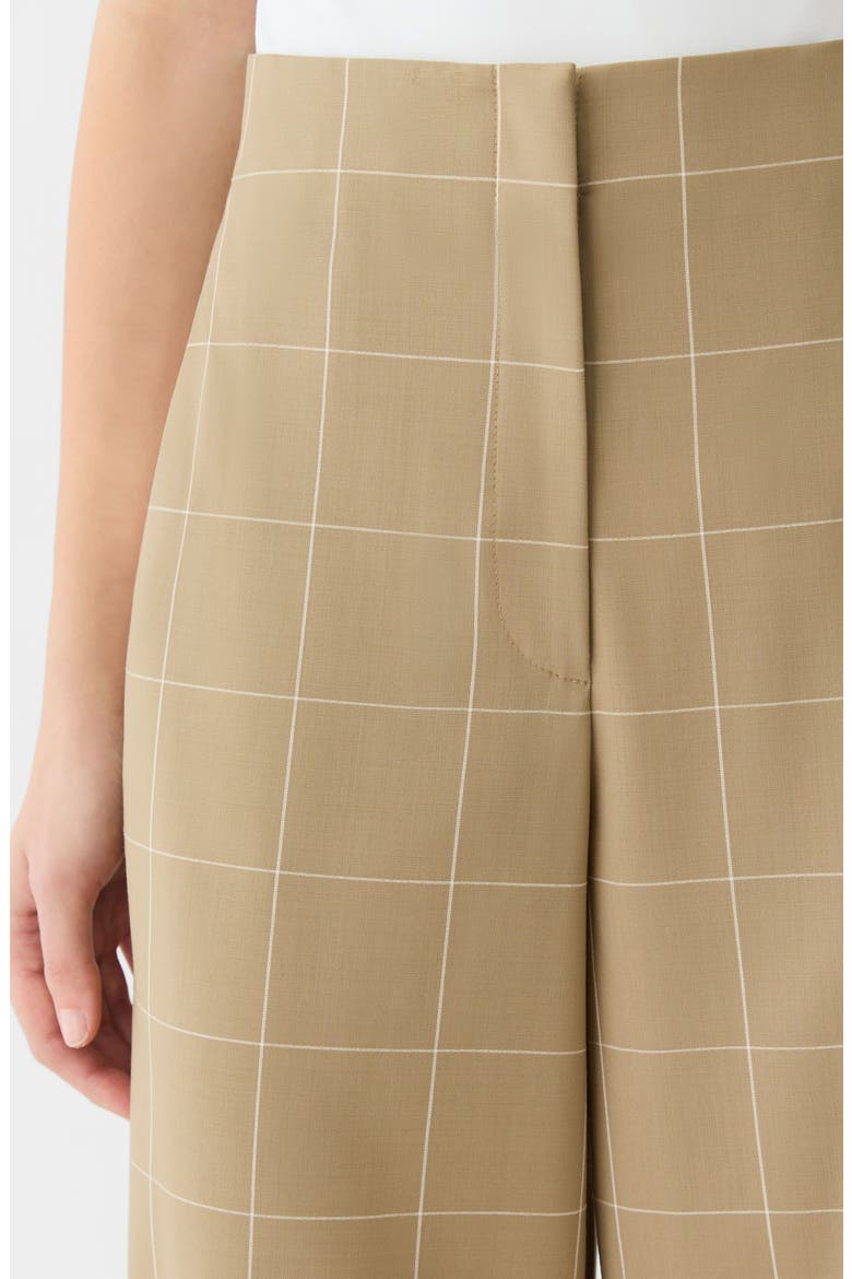 Thames Windowpane Plaid Tropical Wool Blend Wide Leg Pants, Alternate, color, CADET KHAKI MULTI