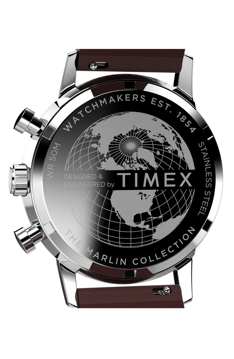 Timex<sup>®</sup> Marlin Chronograph Leather Strap Watch, 40mm, Alternate, color,