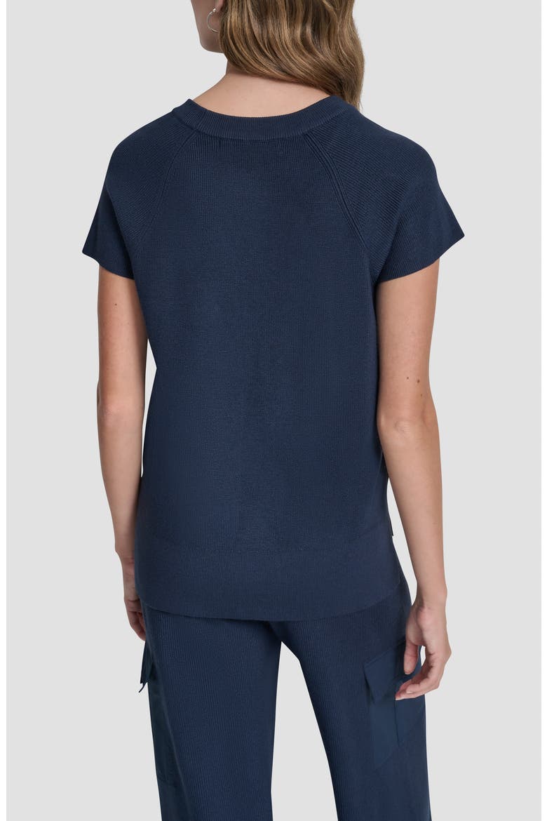 Satin Pocket Short Sleeve Sweater, Alternate, color, HUDSON BLUE