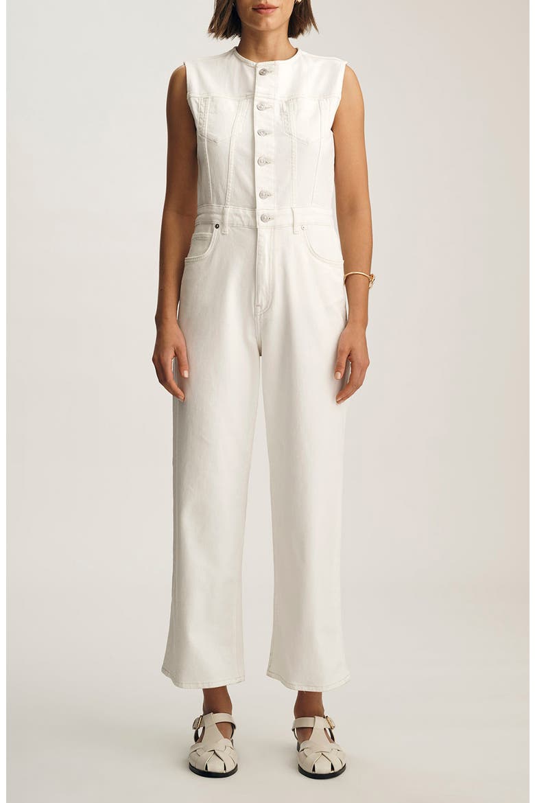 Nilly Sleeveless Denim Jumpsuit, Main, color, OFF WHITE DENIM
