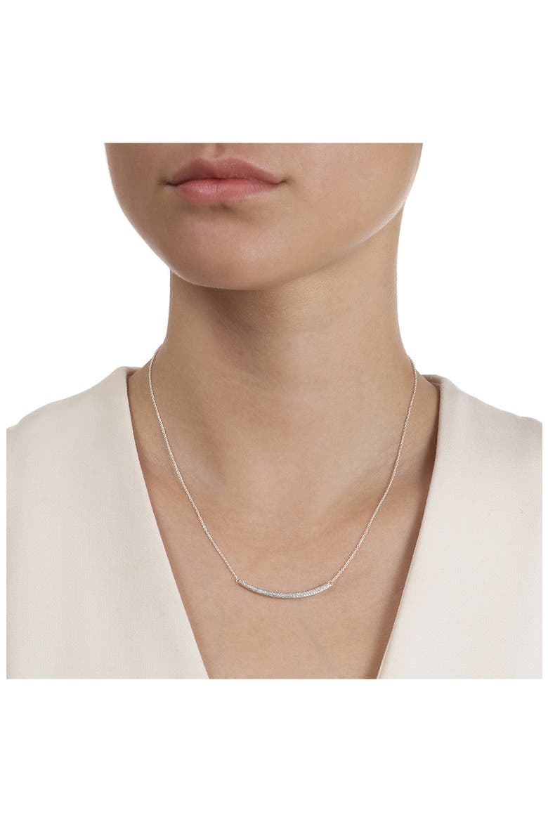 Skinny Curve Diamond Bar Necklace, Alternate, color, STERLING SILVER
