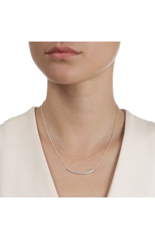Monica Vinader Skinny Curve Diamond Bar Necklace In Metallic