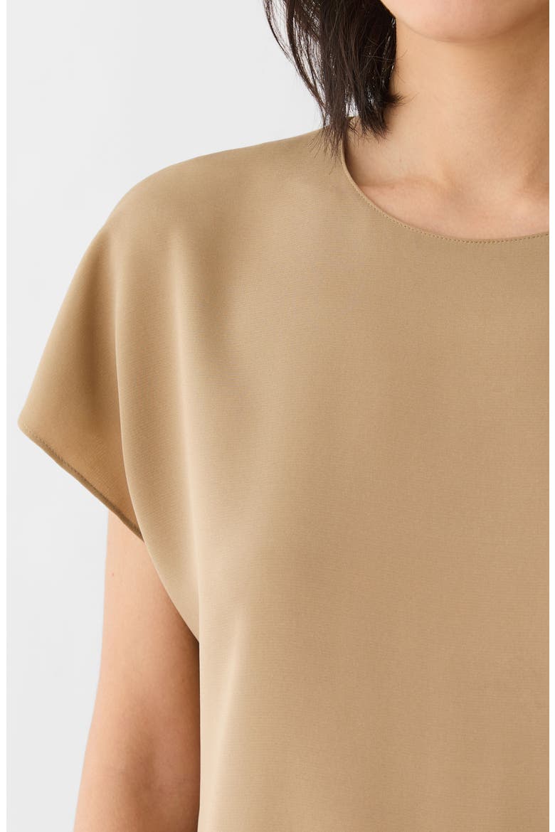 Short Sleeve Stretch Silk Top, Alternate, color, CADET KHAKI