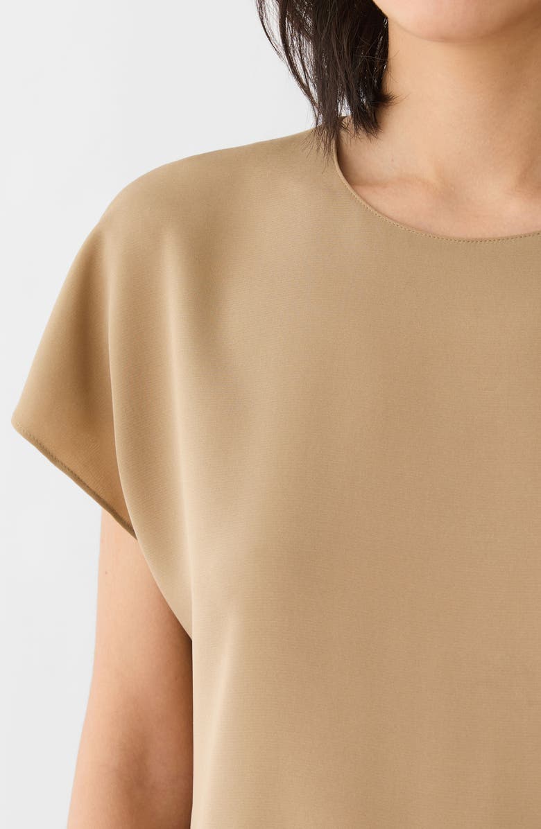 Lafayette 148 New York Short Sleeve Stretch Silk Top, Alternate, color, Cadet Khaki