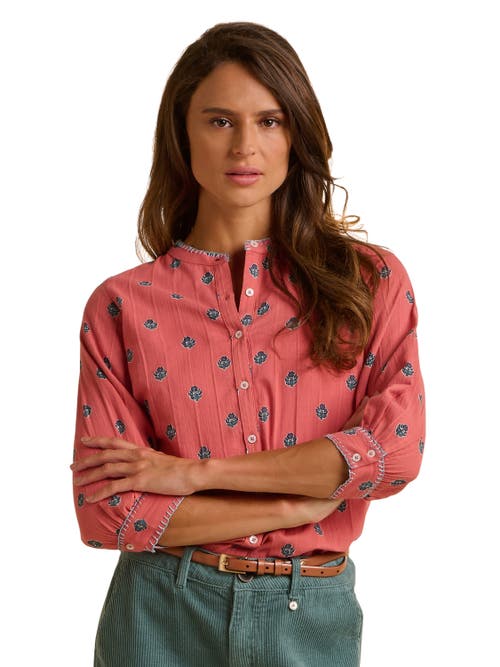 Brakeburn Sara 3/4 Sleeve Round Neck Shirt In Pink