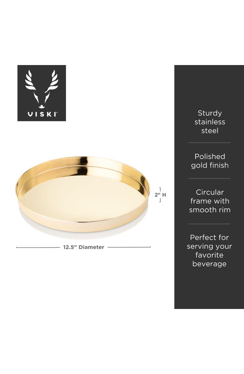 Viski Belmont Round Serving Tray, Alternate, color, Gold