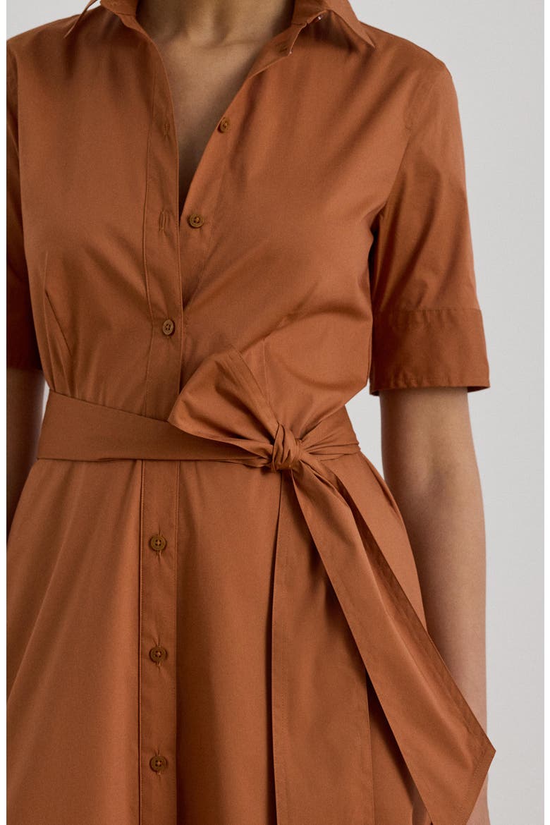 Cotton Blend Midi Shirtdress, Alternate, color, RED TERRACOTTA