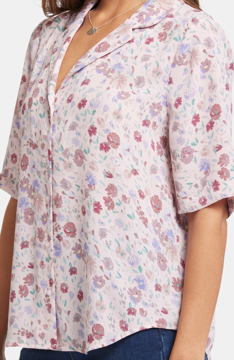 NYDJ Gabrielle Floral Print Camp Shirt, Alternate, color, Crystal Peaks