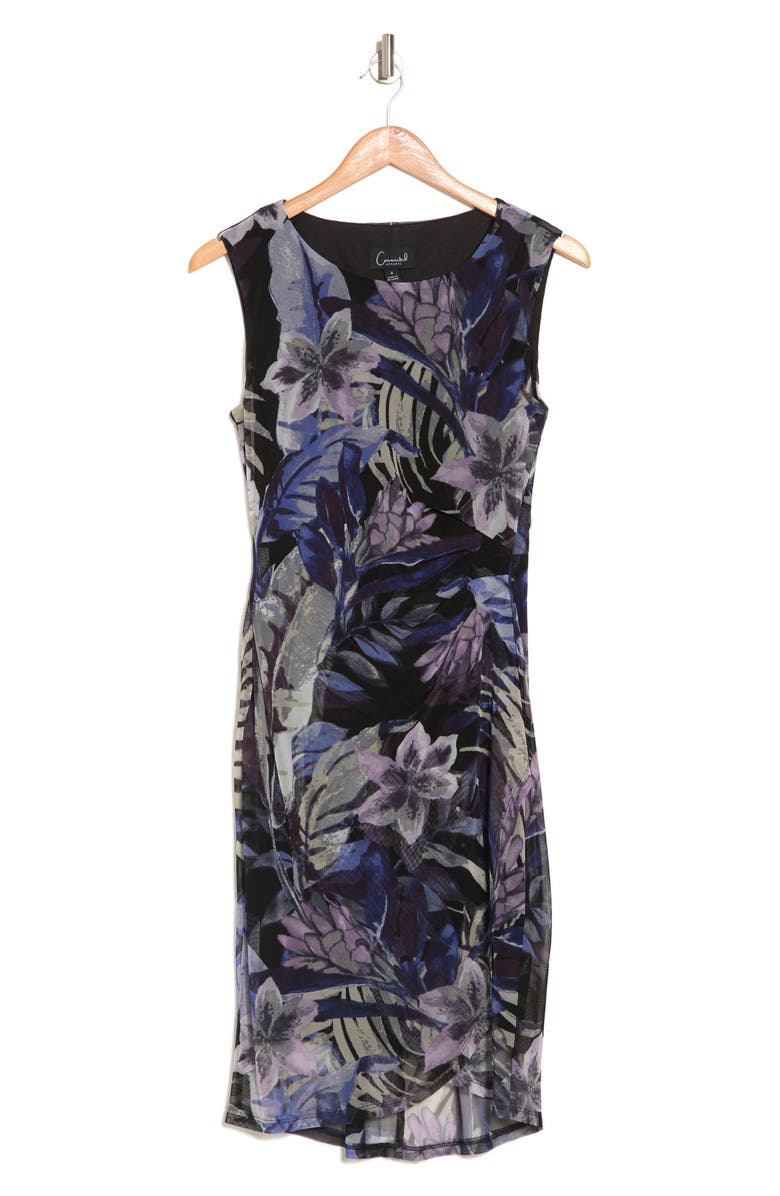 Connected Apparel Floral Mesh Sheath Dress, Alternate, color,