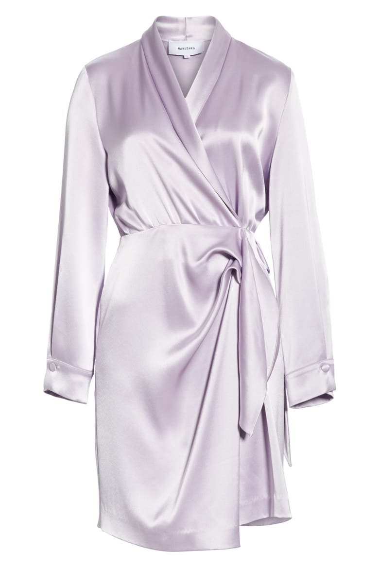 Siwa Satin Wrap Dress, Alternate, color, LILAC