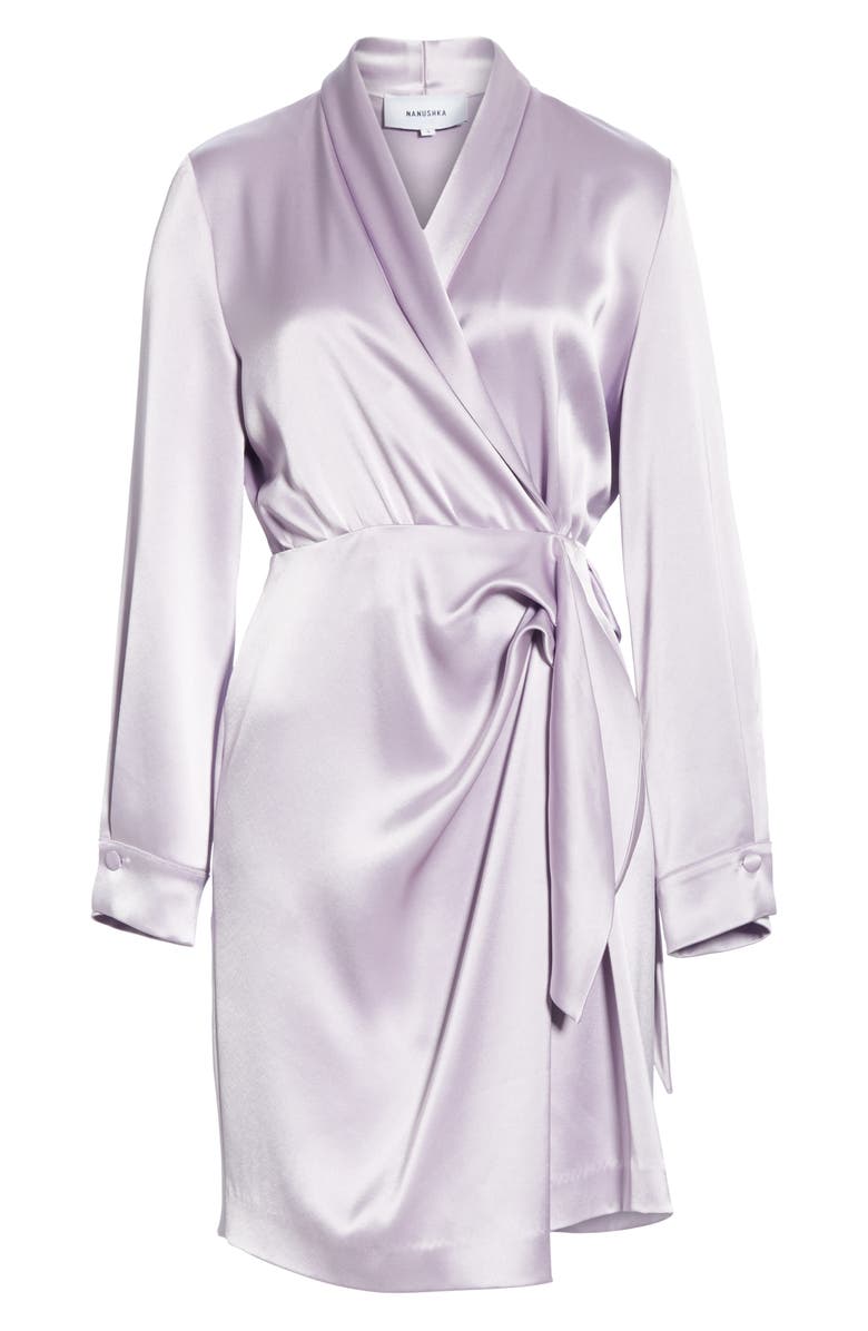 Nanushka Siwa Satin Wrap Dress, Alternate, color, 