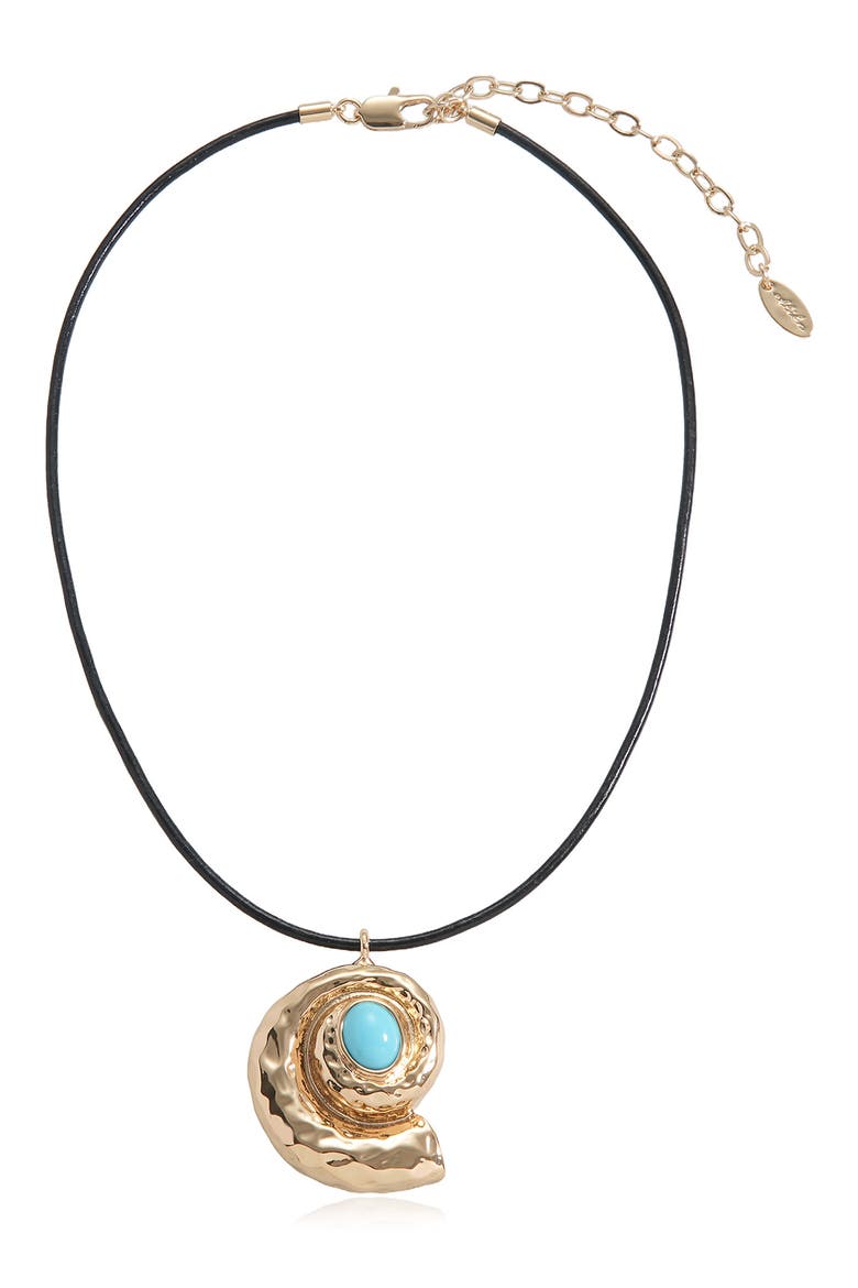 Turquoise Conch Pendant Cord Necklace, Main, color, TURQUOISE