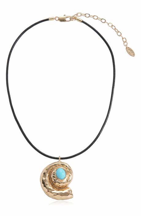 Ettika Turquoise Conch Pendant Cord Necklace