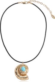 Ettika Turquoise Conch Pendant Cord Necklace